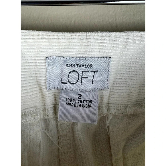 Ann Taylor LOFT White Corduroy Bootcut Wide Leg Pants Women’s Size 2 - Picture 3 of 6